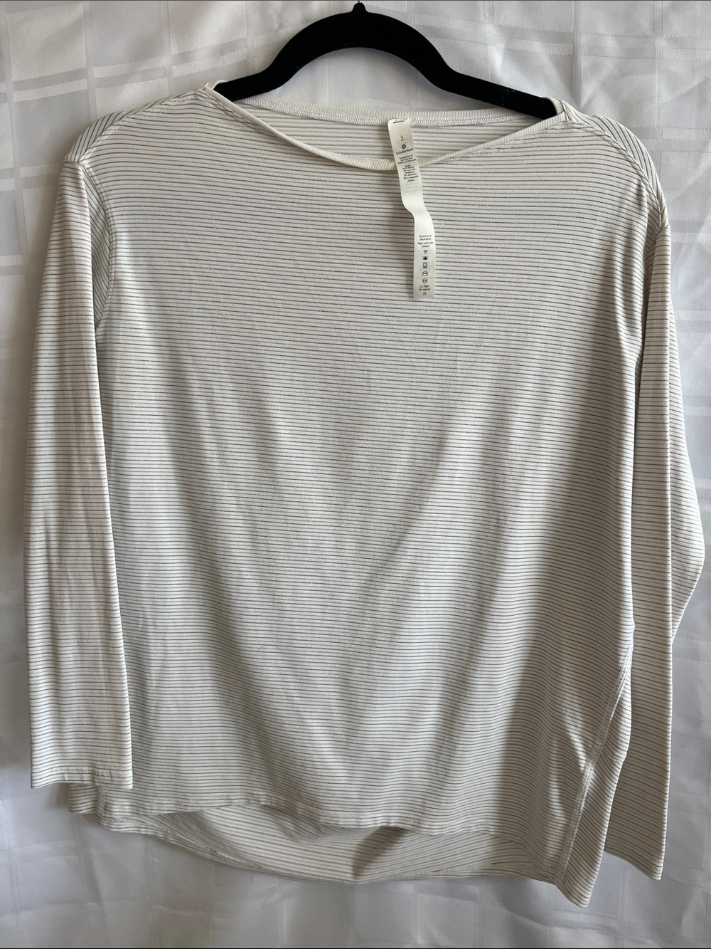 lululemon athletica Cream metallic Back In Action Micro-Striped Long Sleeve Top